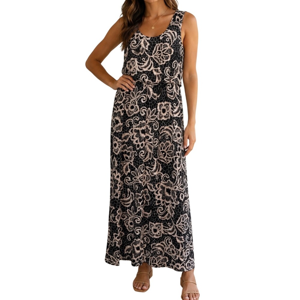 ❤️ Boho Floral Print Sleeveless Maxi Dress- Womens Size Large